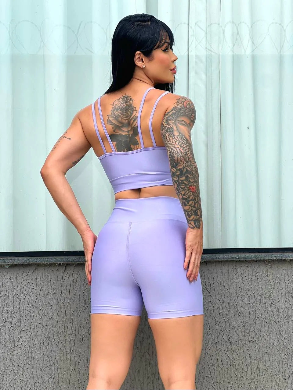 Conjunto Fitness Feminino Short e Top Alça Dupla em Suplex Premium – Max Le Pink
