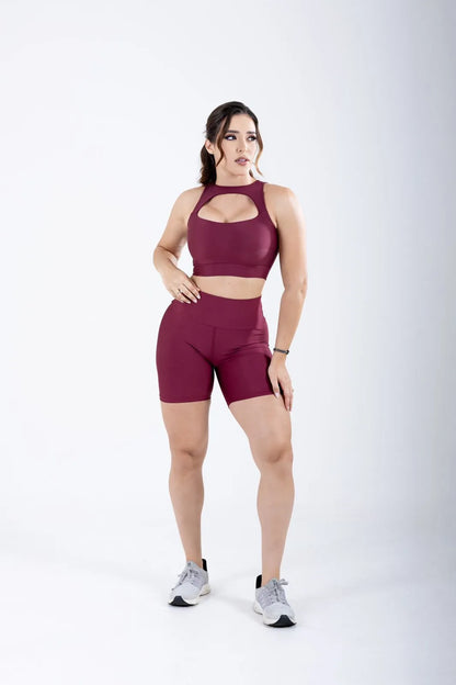 Conjunto Fitness Short e Top Decote Vazado em Suplex Premium Le Pink