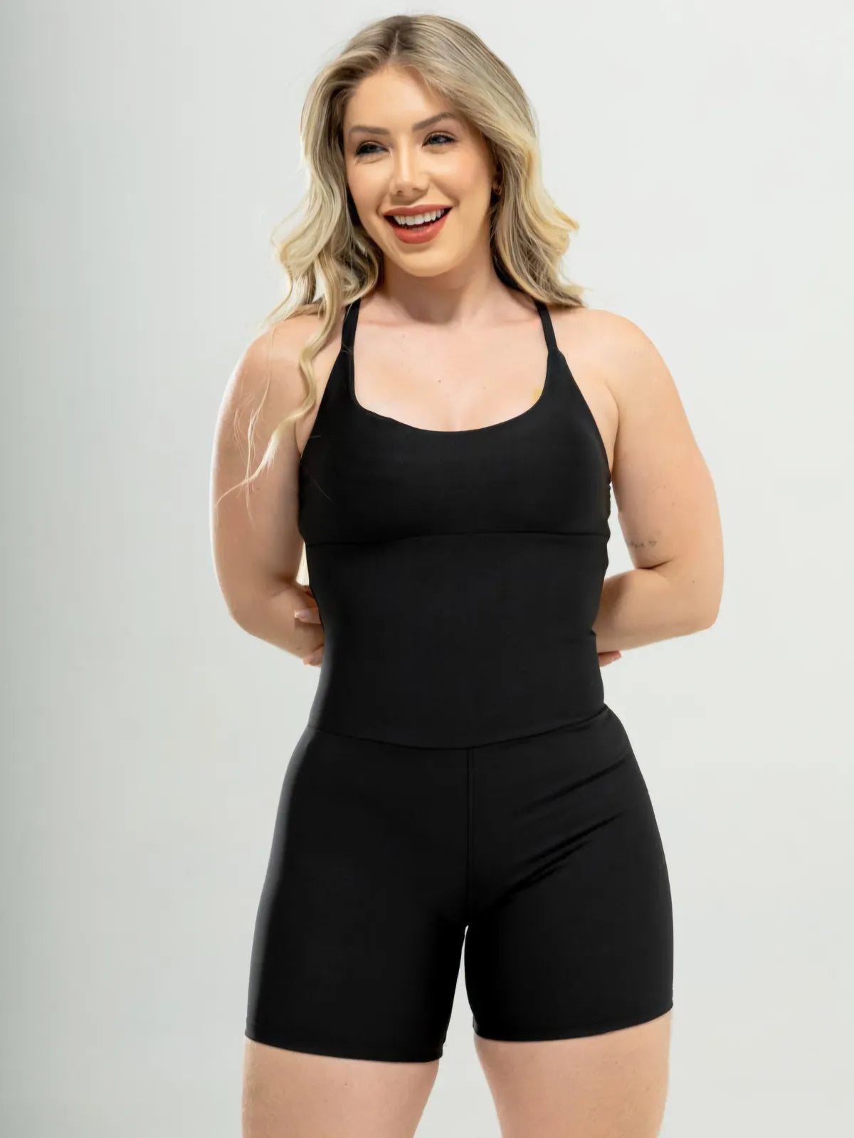 Macaquinho Fitness Curto Suplex Premium Alça Fina Carioca Le Pink