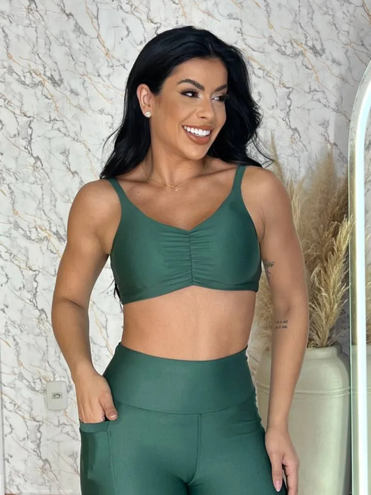 Top Fitness Cropped Franzido em Suplex Premium de Alta Compressão – Le Pink