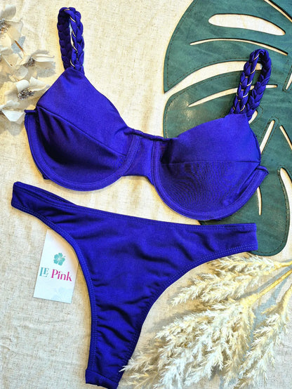 Biquíni Estruturado com Aro e Alças Trançadas em Suplex Premium – Le Pink