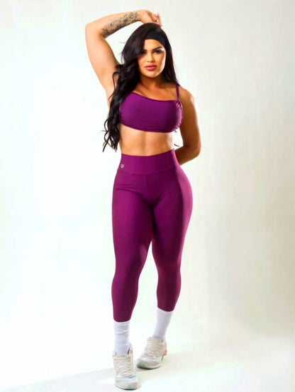 Conjunto Fitness Legging Cintura Alta e Top Ajustável com Amarração de Alta Compressão – Le Pink