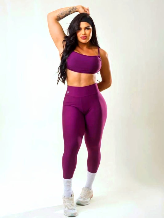 Conjunto Fitness Legging Cintura Alta e Top Ajustável com Amarração de Alta Compressão – Le Pink