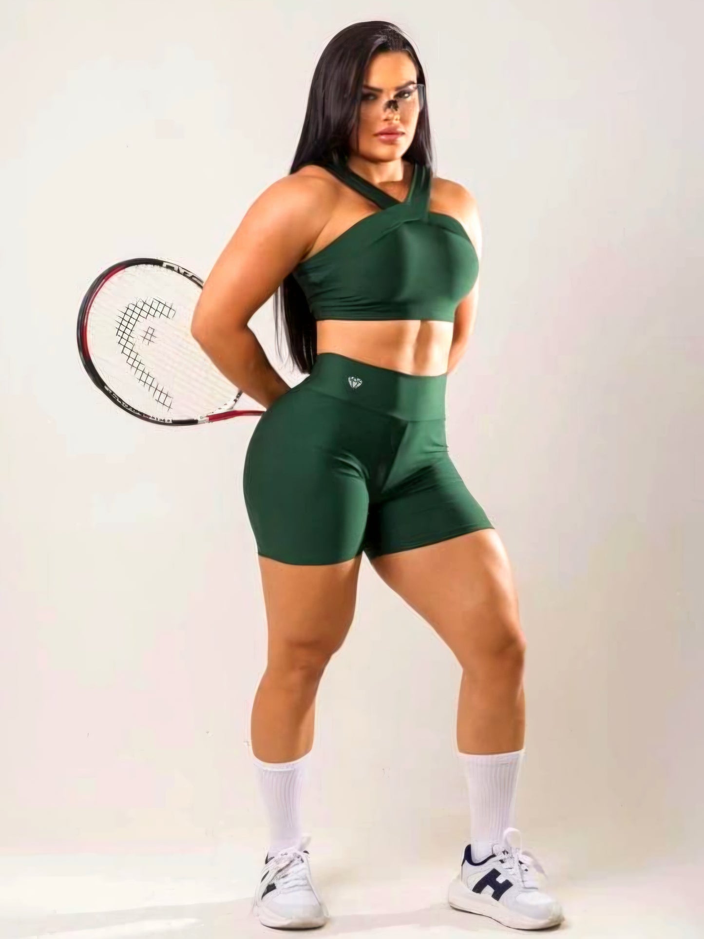 Conjunto Fitness Short Cintura Alta e Top Cross em Suplex Premium de Alta Compressão – Le Pink