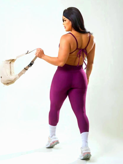Conjunto Fitness Legging Cintura Alta e Top Ajustável com Amarração de Alta Compressão – Le Pink
