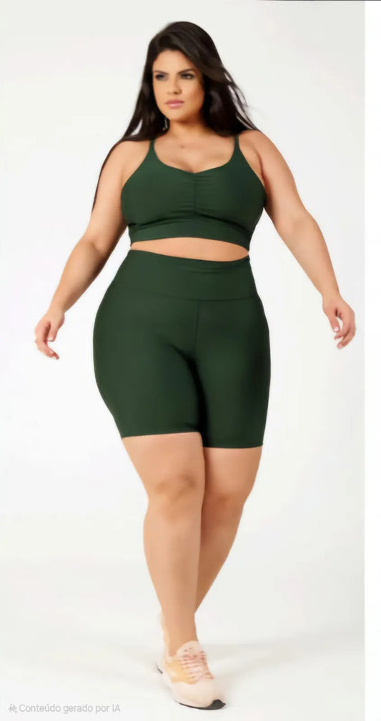 Conjunto Fitness Plus Size Short e Top Alcinha em Suplex Premium – K Le Pink