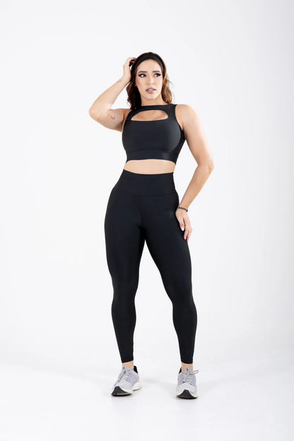 Conjunto Fitness Legging e Top Decote Vazado em Suplex Premium Le Pink