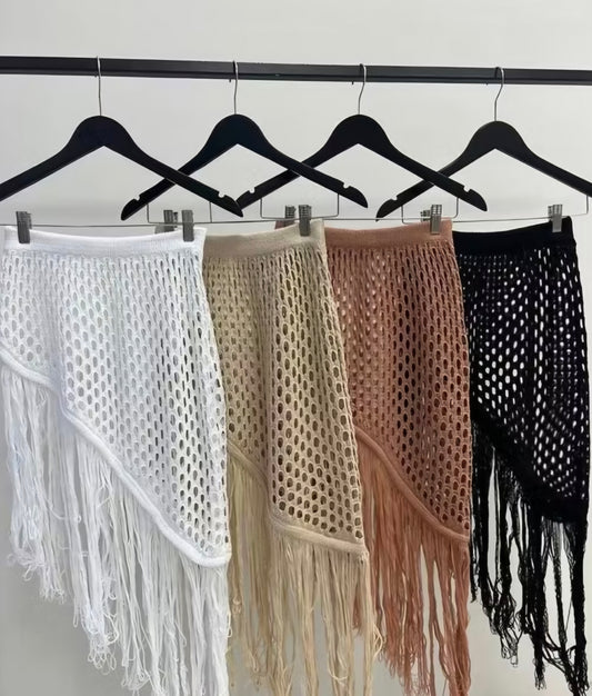 Saia de Tricô com Fraja para praia Le Pink