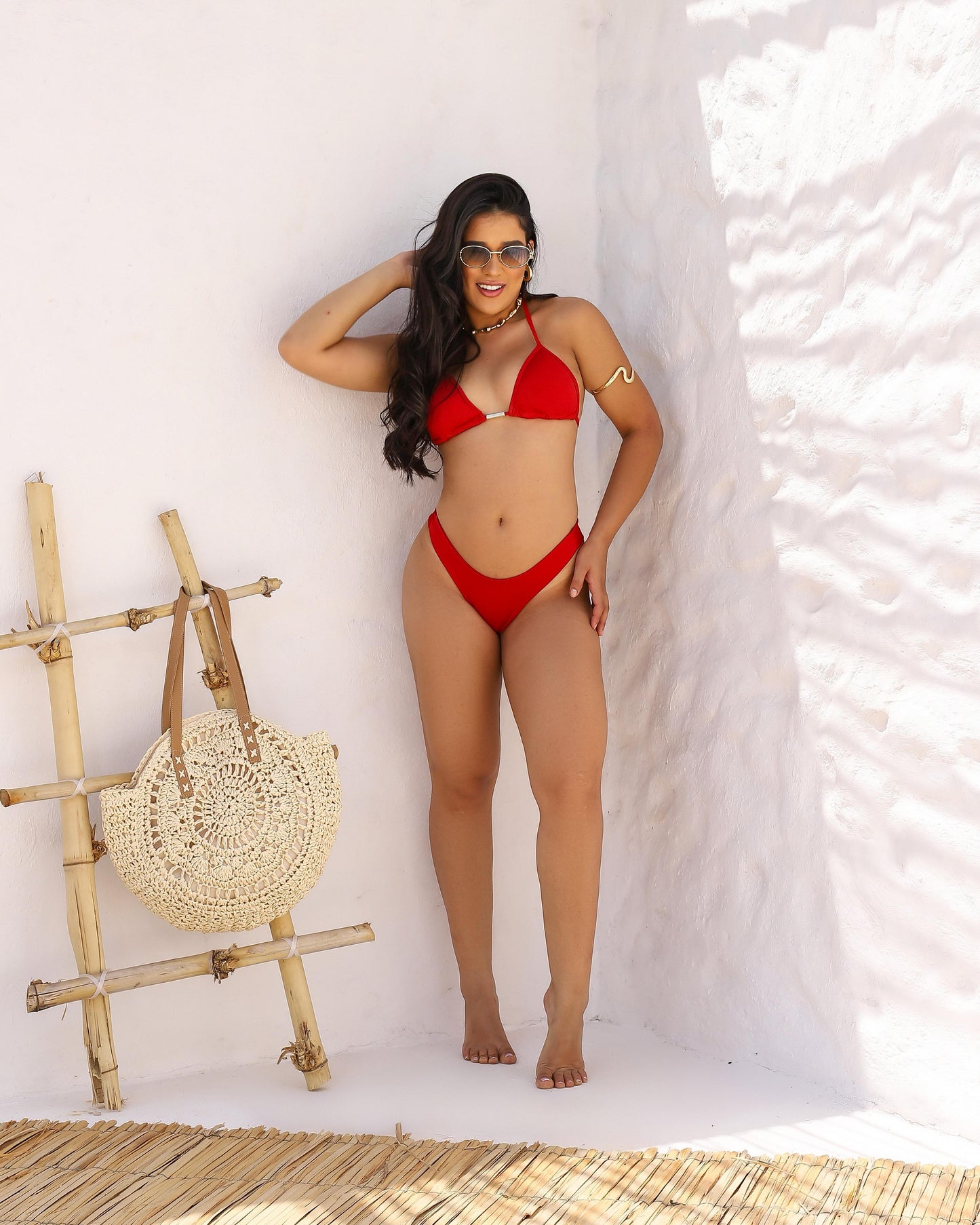 Biquíni Cortininha com Tanga e Detalhe Dourado – Noronha Le Pink