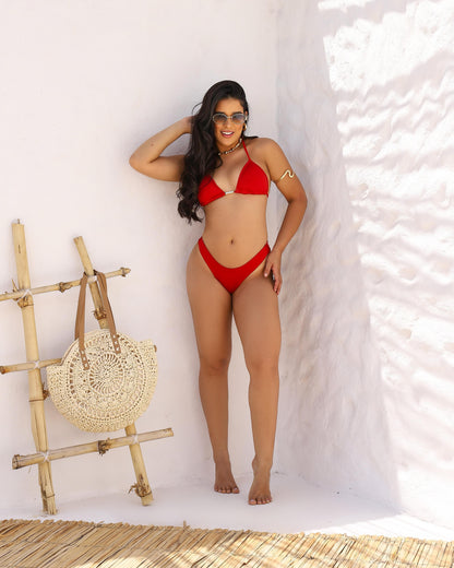 Biquíni Cortininha com Tanga e Detalhe Dourado – Noronha Le Pink