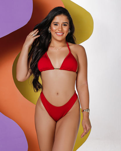 Biquíni Cortininha com Tanga e Detalhe Dourado – Noronha Le Pink