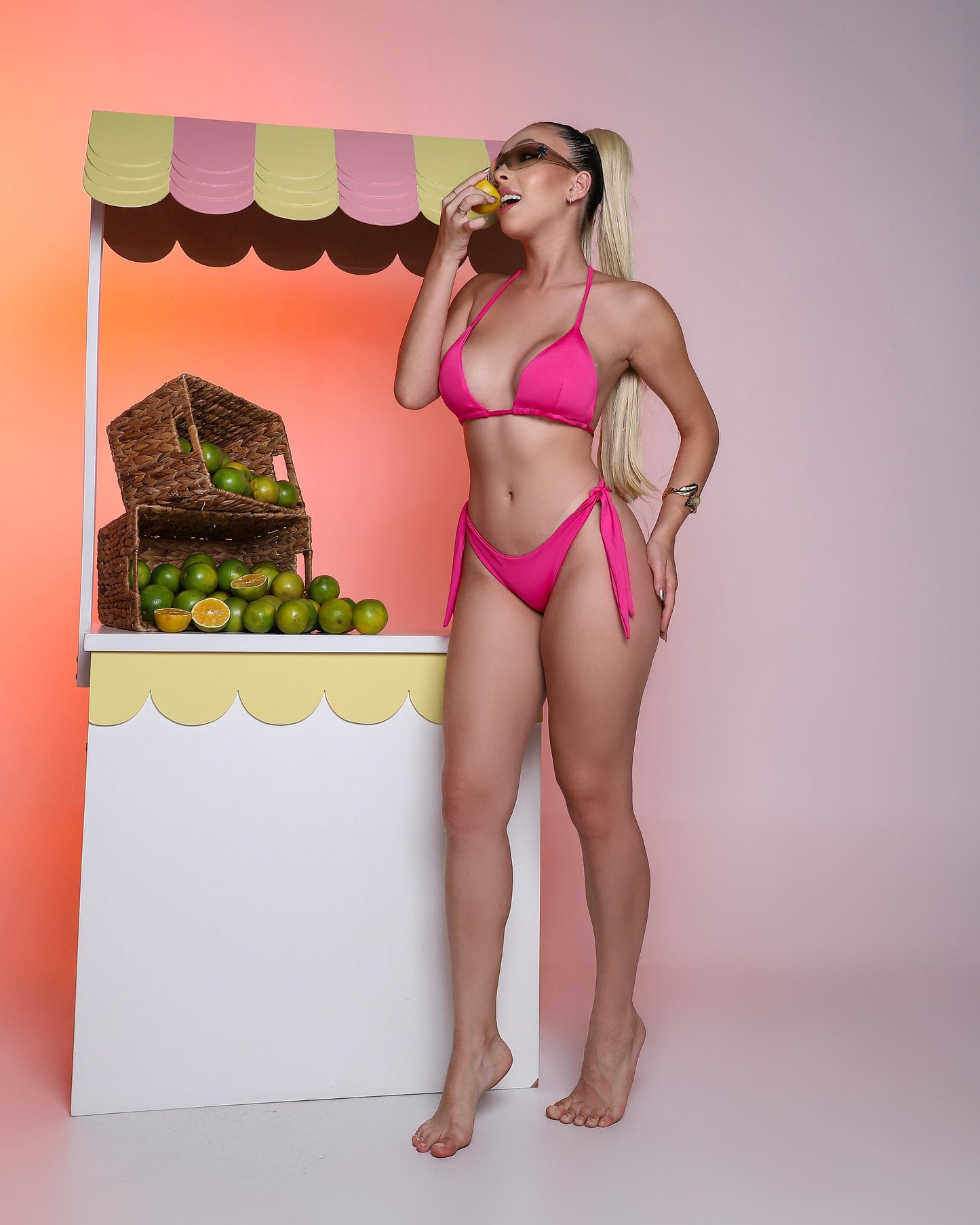 Biquíni Cortininha com Bojo e Calcinha Empina Bumbum Duda Le Pink