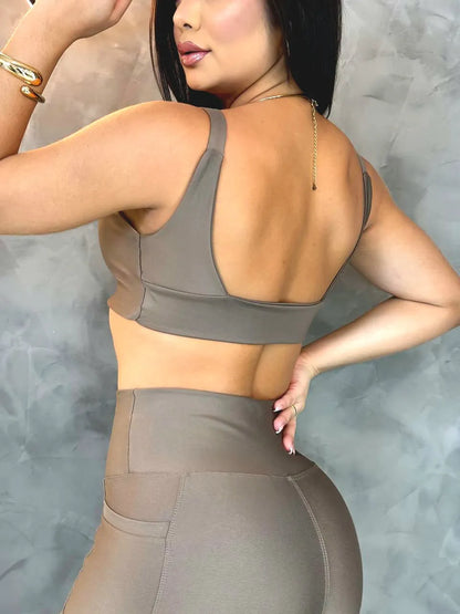 Conjunto Fitness Legging com Bolso e Top de Alta Compressão – Le Pink