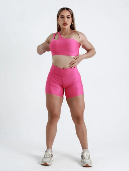 Conjunto Fitness Feminino Short e Top Gota em Suplex Premium