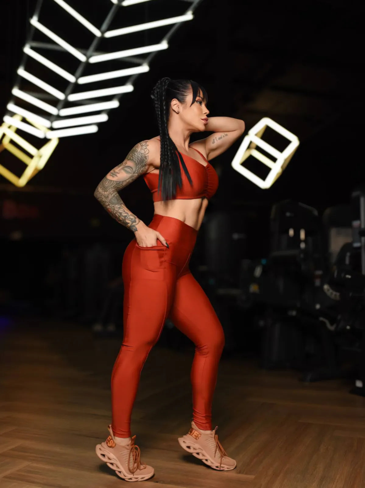 Conjunto Fitness Legging com Bolso e Top de Alta Compressão – Le Pink