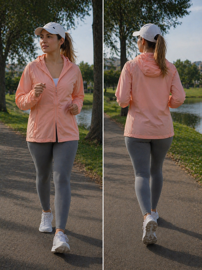 Corta Vento Fitness Premium com Zíper e Capuz Fixo - Le Pink