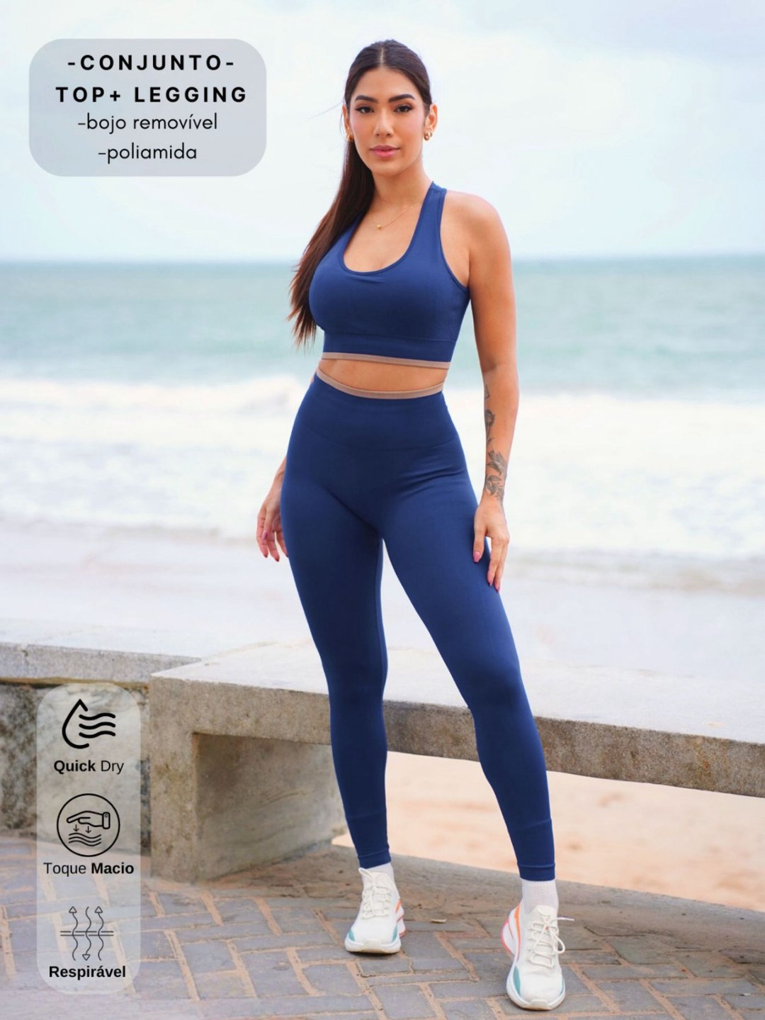Conjunto Fitness Canelado Bicolor de Alta Compressão com Top e Leg – Le Pink