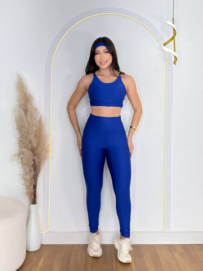 Conjunto Fitness Legging e Top Alça Básico de Alta Compressão