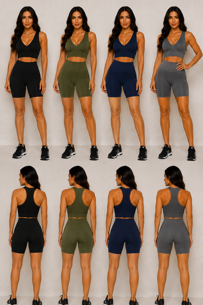 Conjunto Fitness Short Brocado - Le Pink