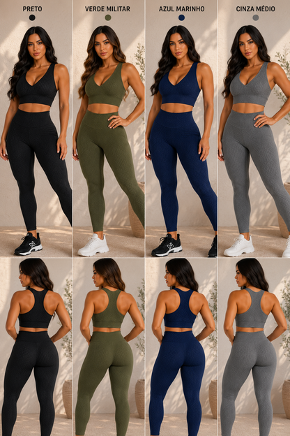Conjunto Fitness Leg Brocado - Le Pink