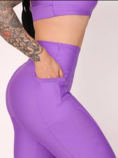 Legging Fitness com Bolso Lateral, Cintura Alta e Alta Compressão – Le Pink